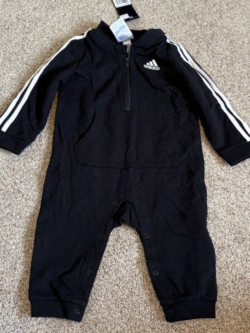 Adidas One Piece Outfit Baby Black NEW SIZE 12M sporty